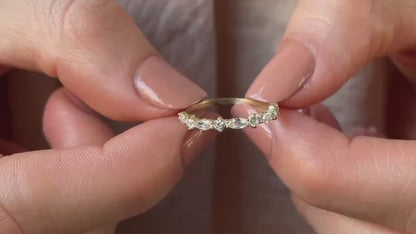 14k Solid Gold Marquise Band Ring, Unique Marquise Ring, Half Eternity Marquise Moissanite Wedding Band, Vintage Wedding Band Stacking Ring