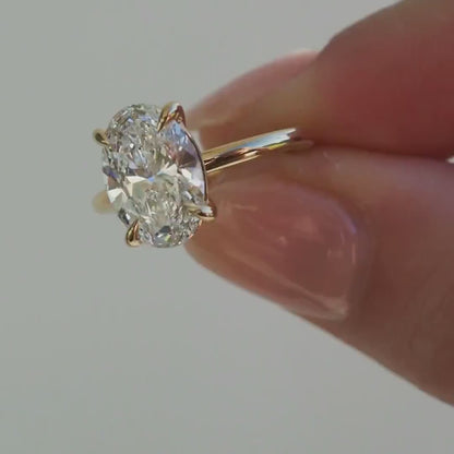 2.55 Ct Oval Cut Moissanite Engagement Ring, Oval Cut Ring, Elongated Oval, Moissanite Engagement Ring, Ice Crushed Oval