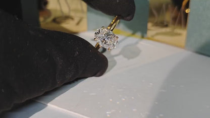 Oval Lab Grown Diamond Engagement Ring - White/Yellow Solid Gold
