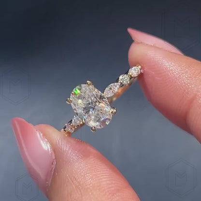 1.5 CT Oval Cut Moissanite Engagement Ring 14K Gold, Oval Solitaire Bridal Ring for Her