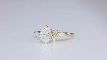 1 CT Lab grown diamond engagement ring Solid gold ring Oval cut lab diamond ring 3/4 eternity Twisted ring Anniversary gift