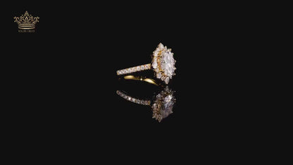 2.0ctw Gold Statement Ring, Moissanite Diamond Ring Engagement Ring Promise Ring Gold Wedding Ring Women Ring, Handmade Jewelry Gift for Her